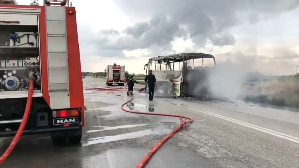 Un autobús fulminado por un rayo en Grecia