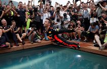 Daniel Ricciardo celebra vitória no GP do Mónaco em Fórmula 1