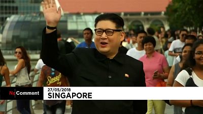 Un "Kim Jong Un" radieux dans les rues de Singapour