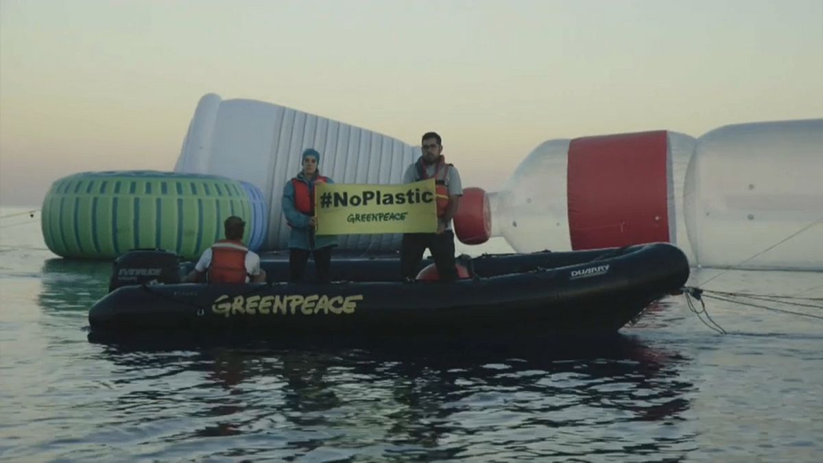 Greenpeace protest against single-use plastics in April, 2018