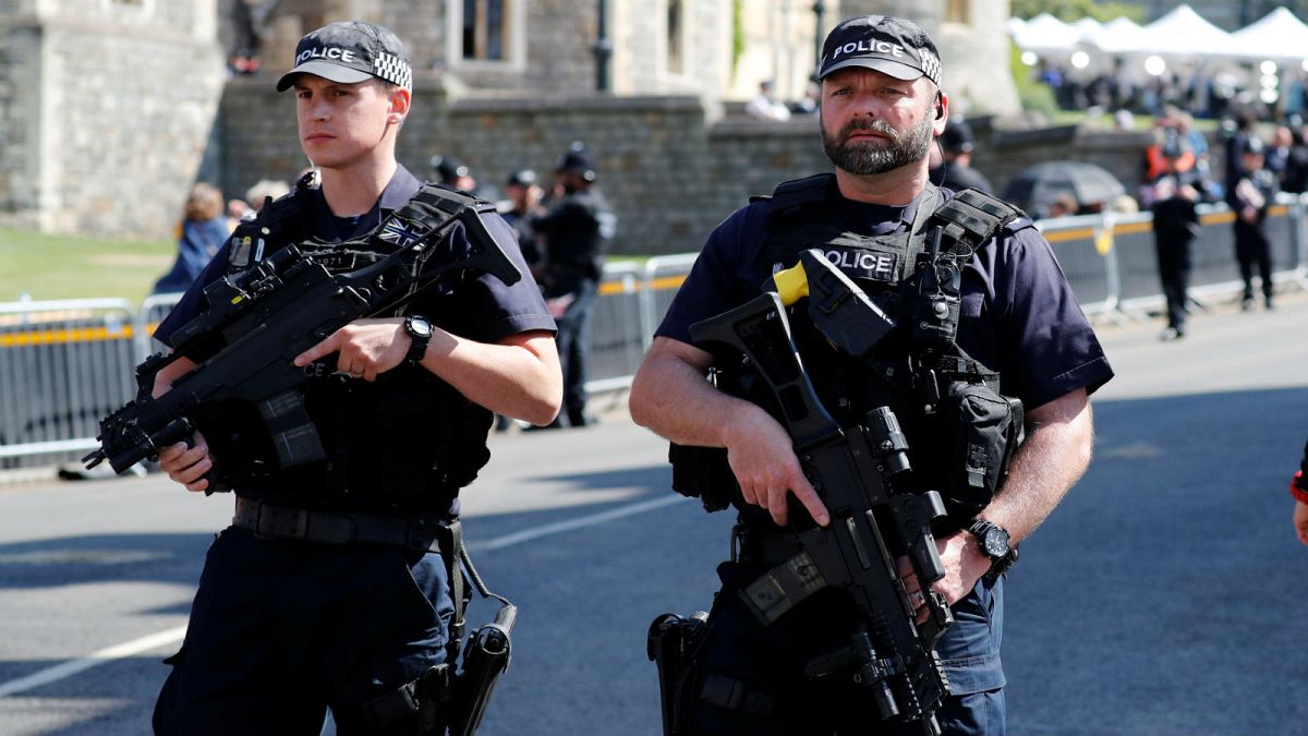 British armed police at the Royal wedding in May 2018