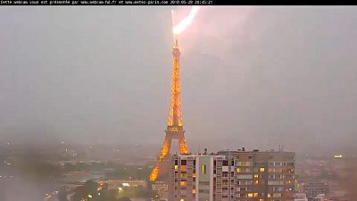 Rayos sobre la Torre Eiffel