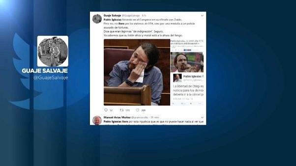 Podemos-Chef Pablo Iglesias zu Tränen gerührt Podemos-Chef Pablo Iglesias zu Tränen gerührt