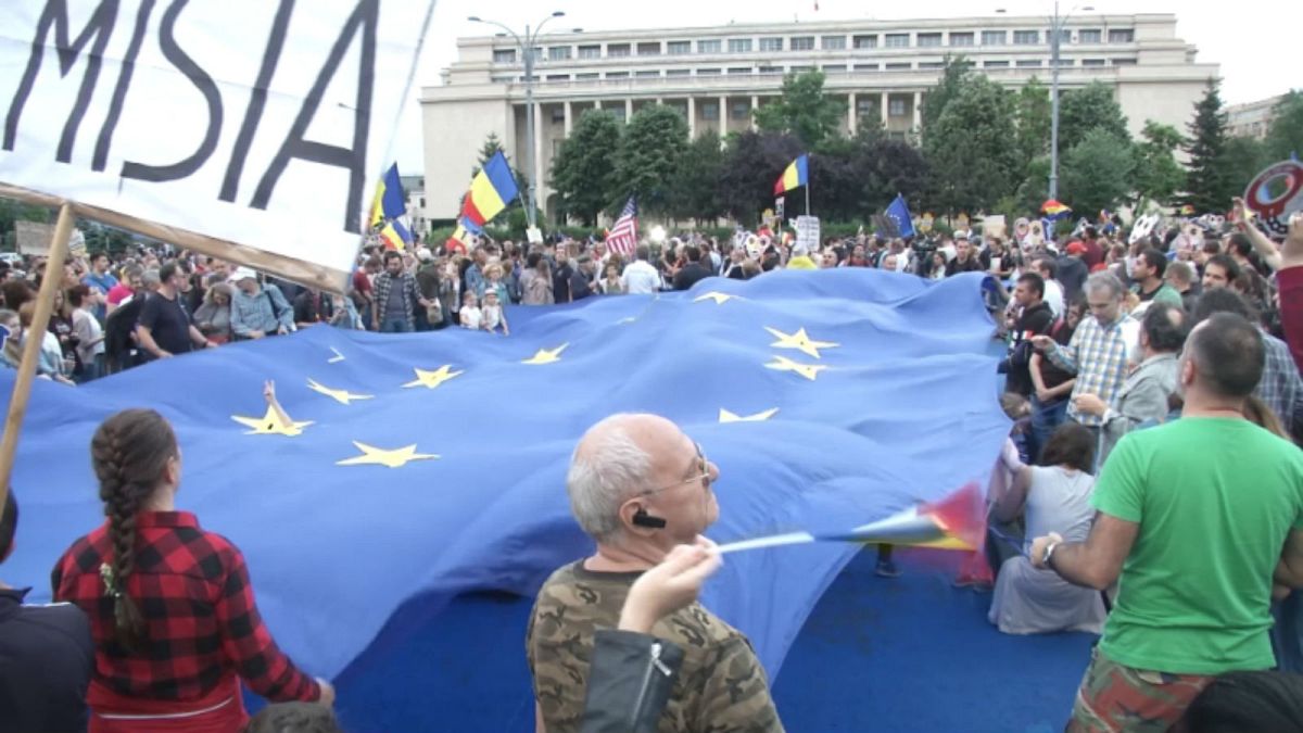 Anti-corruption protesters in Bucharest in May 2018