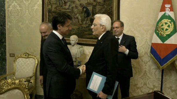 Giuseppe Conte and Sergio Mattarella Giuseppe Conte and Sergio Mattarella
