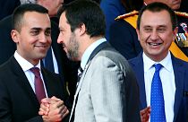 Di Maio com o líder do Liga, Matteo Salvini, novo ministro do Interior