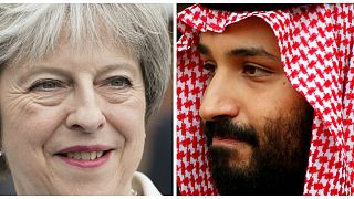 بن سلمان ولیعهد عربستان و ترزا می نخست‌وزیر بریتانیا