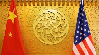 Chinese and US flags