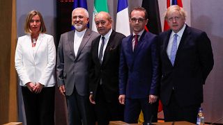 EU foreign ministers with Iran's Javad Zarif