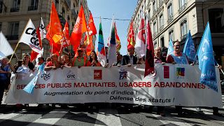 French civil servants during a national day of strike on May 22, 2018