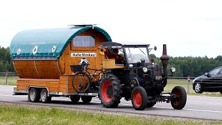 German superfan travels to World Cup Russia on vintage tractor