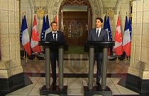 الرئيس الفرنسي ورئيس الوزراء الكندي قبل قمة مجموعة السبع