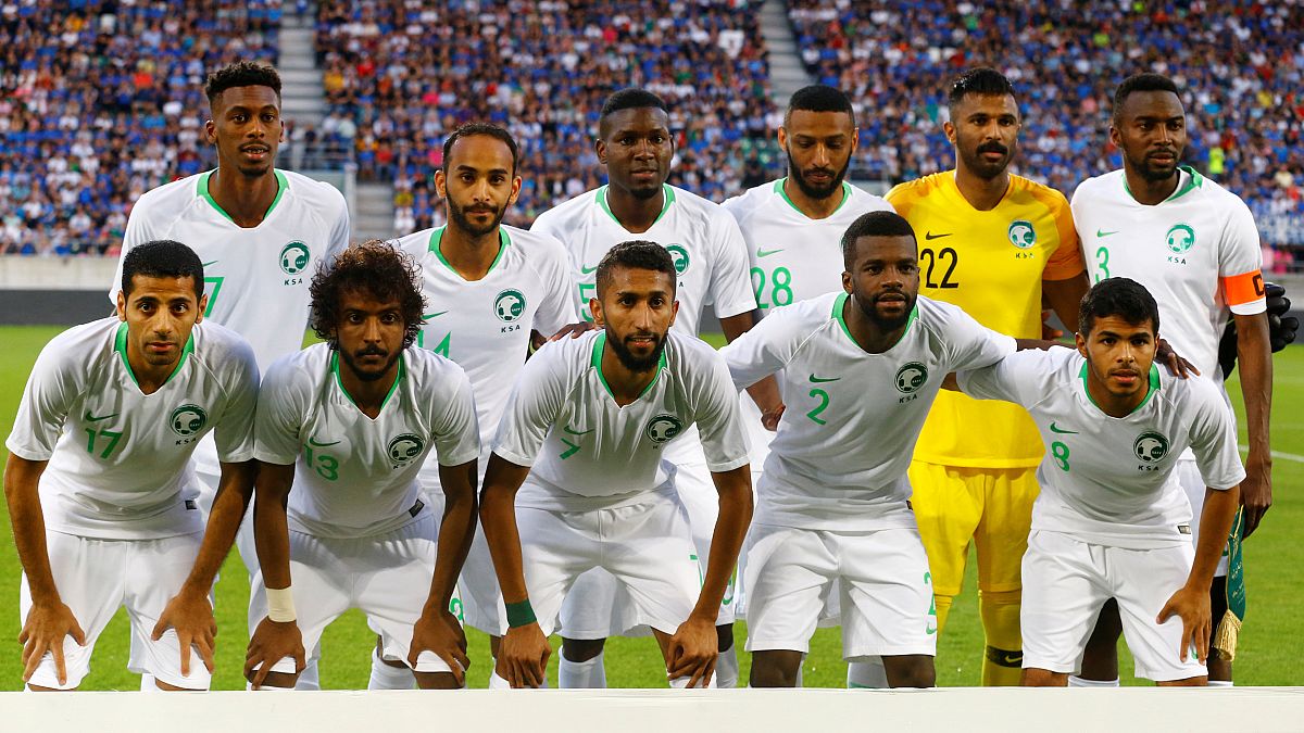 Saudi Arabia players before a match against Italy on May 28, 2018