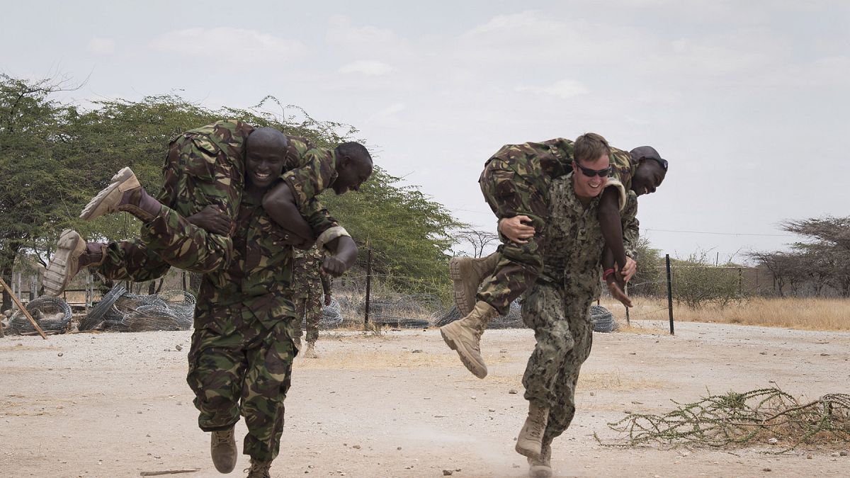 Kenyan and U.S. troops during a combined task force in September 2016. 