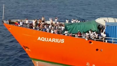Aerial images of migrants aboard Aquarius rescue vessel in Mediterranean