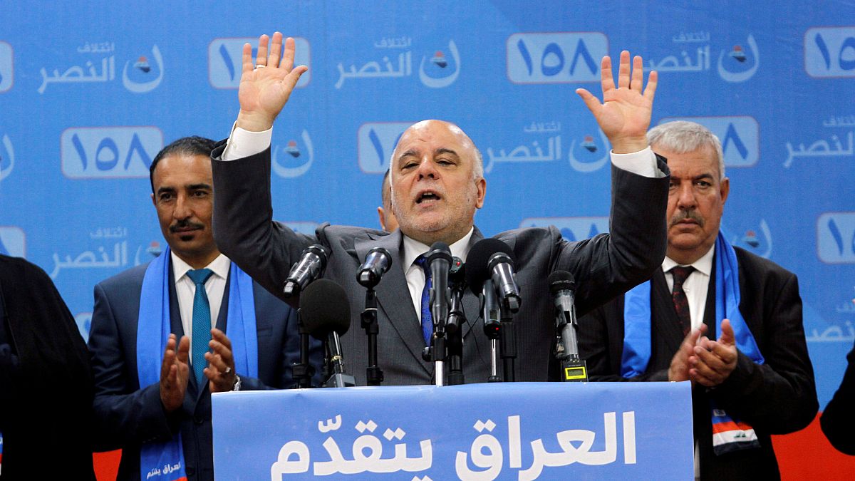 رئيس الوزراء العراقي حيدر العبادي في كركوك يوم 28 ابريل نيسان 2018. 