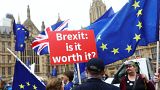 Demonstrators outside the British Parliament