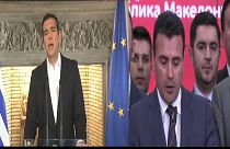 Il premier ellenico Tsipras e il presidente macedone Ivanov