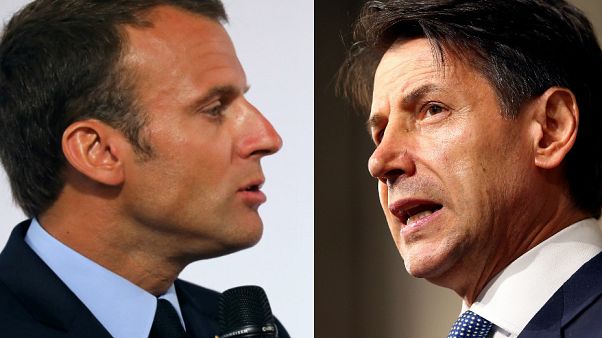 Emmanuel Macron+Guiseppe Conte Emmanuel Macron+Guiseppe Conte