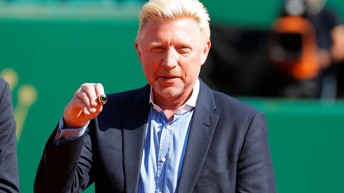 Boris Becker receives a tennis hall of fame award, Monaco, April 2018 