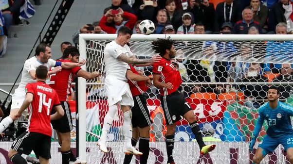 Giménez da el triunfo a Uruguay ante Egipto en el Mundial Giménez da el triunfo a Uruguay ante Egipto en el Mundial