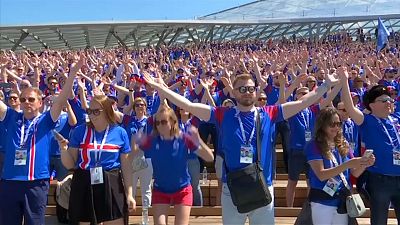 Iceland practise their Viking clap