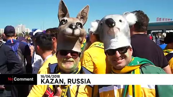 Kazanyban a francia és az ausztrál szurkolótábor Kazanyban a francia és az ausztrál szurkolótábor