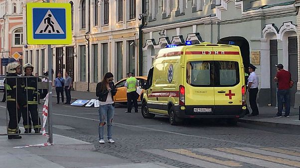 taxi which ran into crowds of people in central Moscow taxi which ran into crowds of people in central Moscow