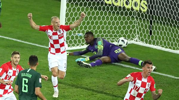 Freude bei Kroatien nach dem 1:0. Freude bei Kroatien nach dem 1:0.
