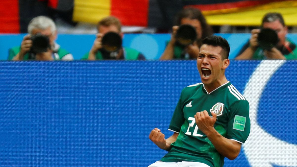 La gioia di Lozano, autore del gol-vittoria del Messico. 
