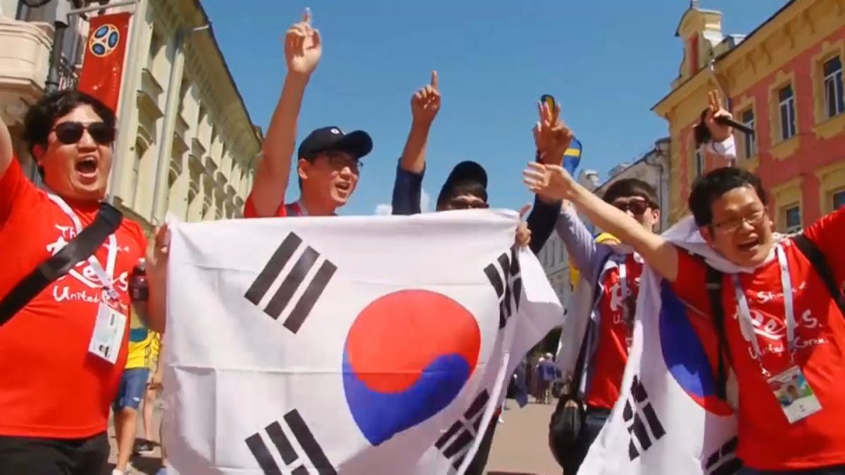 جام جهانی روسیه؛ شادی هواداران سوئد و کره جنوبی پیش از آغاز بازی