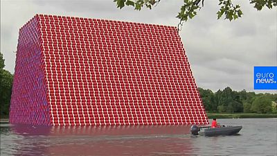 Christo's first major outdoor artwork in UK floats on London lake