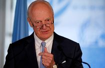 ستافان دي ميستورا في مؤتمر صحفي في جنيف يوم 14 يونيو/ حزيران 2018