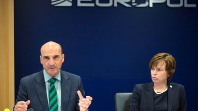 Europol chiefs Manuel Navarrete and Catherine De Bolle discussing terrorism