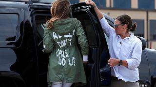 Melania Trump in her "I don't care" coat
