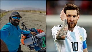 Messi'yi izlemek için Hindistan'dan Rusya'ya bisikletle gitti