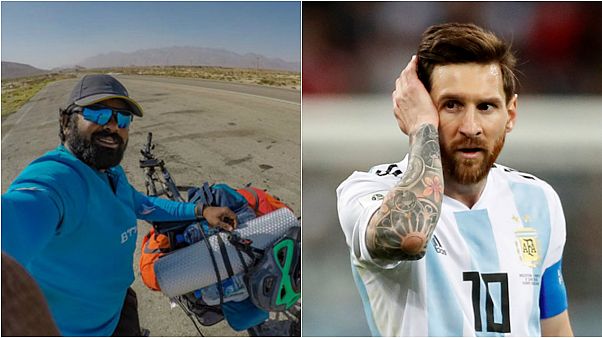 Messi'yi izlemek için Hindistan'dan Rusya'ya bisikletle gitti Messi'yi izlemek için Hindistan'dan Rusya'ya bisikletle gitti