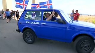 Lada driving from Iceland to Russia
