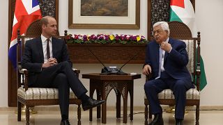 Britain's Prince William meets Mahmoud Abbas