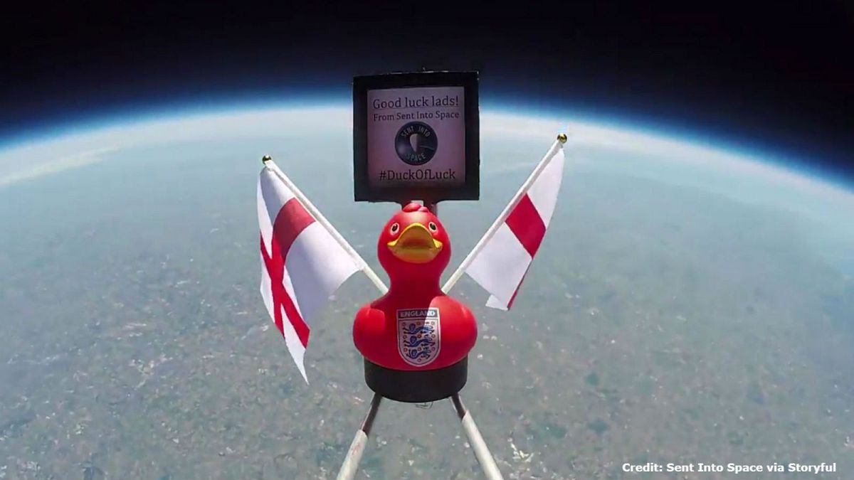 ‘Duck of Luck’ sent into space as England prepare to take on Belgium