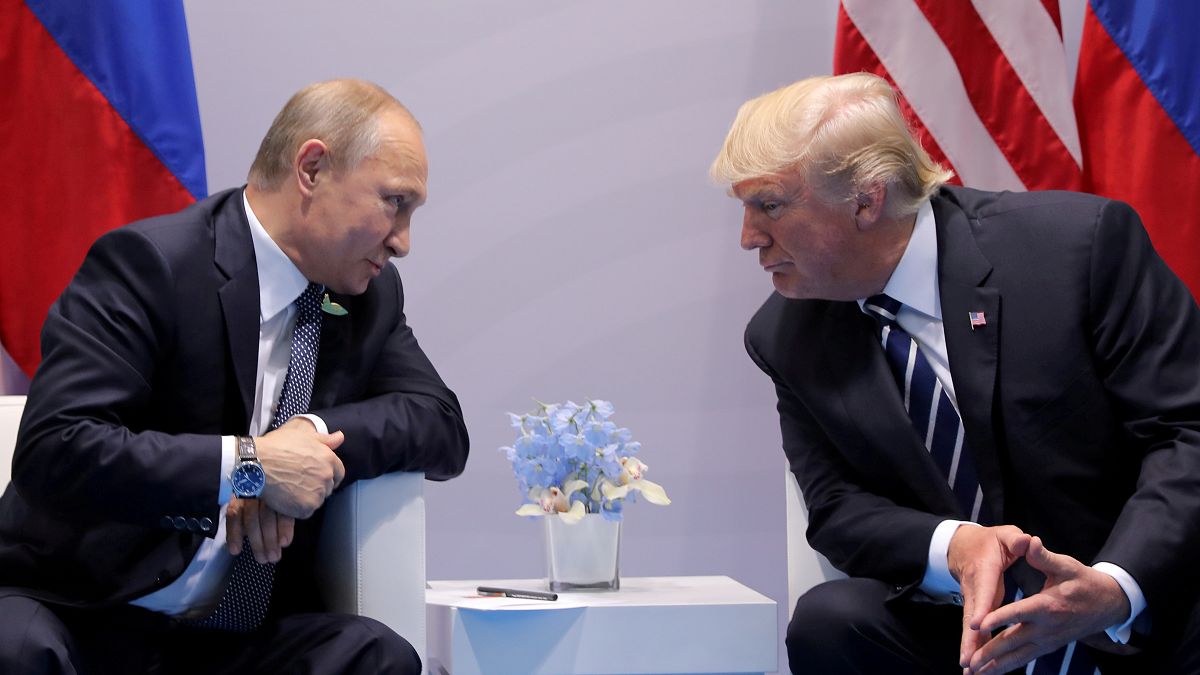 Vladimir Putin and Donald Trump at the G20 summit in Hamburg, July 7, 2017