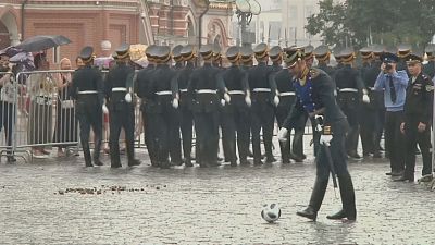 World Cup soccer fever interrupts military parade in Red Square