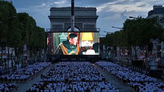 Champs Elysees transformed into open-air cinema for a night