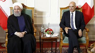 Swiss Federal President Alain Berset and Iranian President Hassan Rouhani 