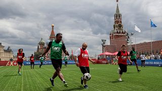 Беженцы сыграли в футбол на Красной площади