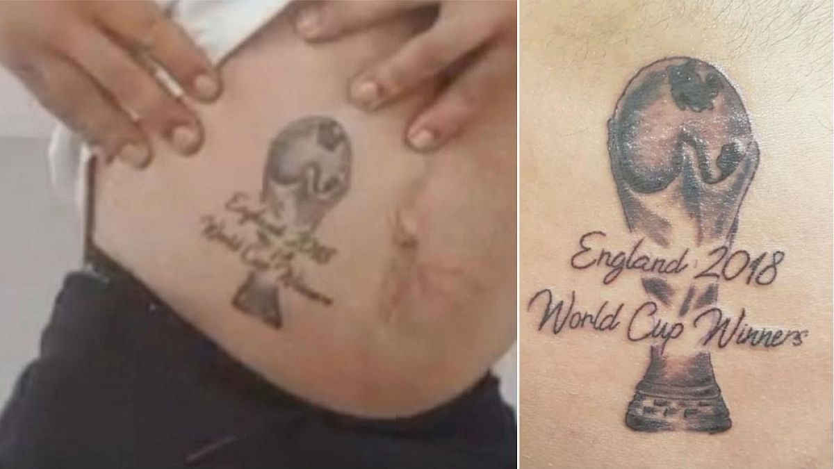 Superfan inglés se tatua 'Ganadores de la Copa del Mundo 2018' 