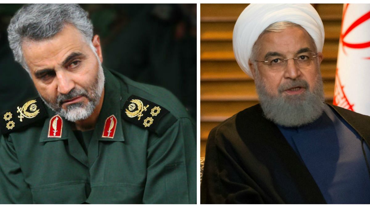قاسم سلیمانی فرمانده سپاه قدس و حسن روحانی رئیس‌جمهور ایران