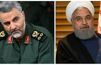 قاسم سلیمانی فرمانده سپاه قدس و حسن روحانی رئیس‌جمهور ایران
