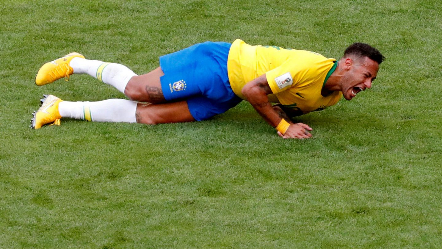 Neymar has spent 'nearly 14 minutes rolling on ground' since start