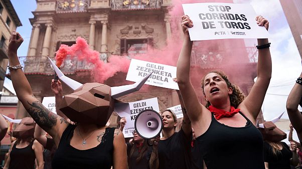 Protestas contra las corridas de toros en Sanfermines Protestas contra las corridas de toros en Sanfermines